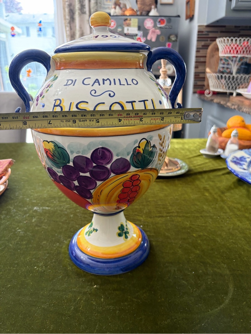 Hand-Painted Biscotti Jar - Multicolor Ceramic Canister - Picture 4 of 13